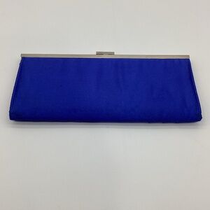 2147. Style & Co. Blue Pleated Satin Clutch w/ Silver Embellishments NWT